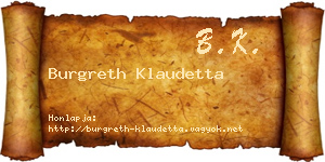Burgreth Klaudetta névjegykártya